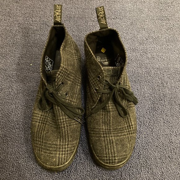 Deadstock Doc Marten Grey Plaid Felted Wool Mayport Boots - Picture 1 of 5